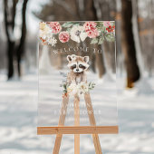 Schattigee Waterverf Raccoon Baby shower Welkom Acryl Bord
