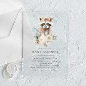 Schattigee Waterverf Raccoon Winter Baby shower Acryl Uitnodigingen