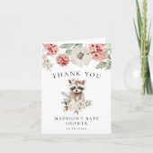 Schattigee Waterverf Raccoon Winter Baby shower Bedankkaart (Voorkant)