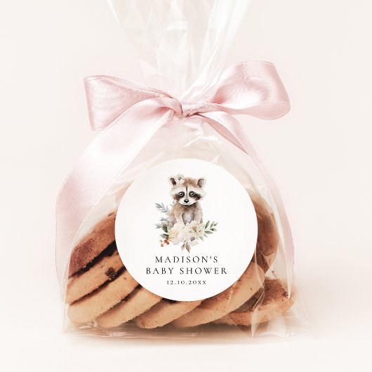 Schattigee Waterverf Raccoon Winter Baby shower Ronde Sticker