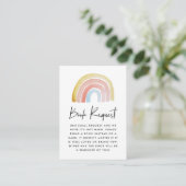 Schattigee Waterverf Rainbow Baby shower Boek Verz Informatiekaartje (Staand voorkant)