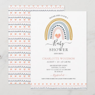 Schattigee Waterverf Rainbow Baby shower Invitatio Kaart