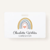 Schattigee Waterverf Rainbow Caregiver Visitekaart Badge (Voorkant)