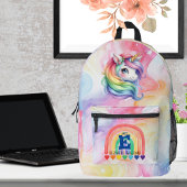 Schattigee Waterverf Rainbow Eenhoorn Monogram Naa Bedrukte Rugzak