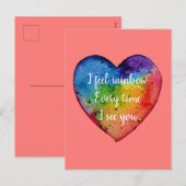 Schattigee waterverf Rainbow Heart. Valentijnsdag Feestdagenkaart (Voorkant / Achterkant)