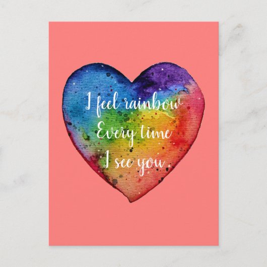 Schattigee waterverf Rainbow Heart. Valentijnsdag Feestdagenkaart (Voorkant)