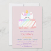 Schattigee Waterverf Rainbow Unicorn Cake 1e verja Kaart (Voorkant)