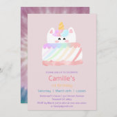Schattigee Waterverf Rainbow Unicorn Cake 1e verja Kaart (Voorkant / Achterkant)