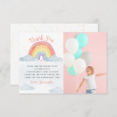 Schattigee Waterverf Rainbow verjaardagsfeestje fo Bedankkaart (Voorkant / Achterkant)