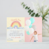 Schattigee Waterverf Rainbow verjaardagsfeestje fo Bedankkaart (Staand voorkant)