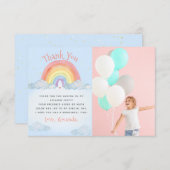Schattigee Waterverf Rainbow verjaardagsfeestje fo Bedankkaart (Voorkant / Achterkant)
