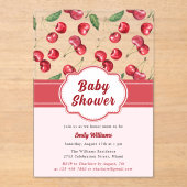 Schattigee Waterverf Red Cherry Baby shower Acryl Uitnodigingen (Voorkant)