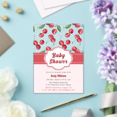Schattigee Waterverf Red Cherry Baby shower Acryl Uitnodigingen (Insitu (Huwelijk))