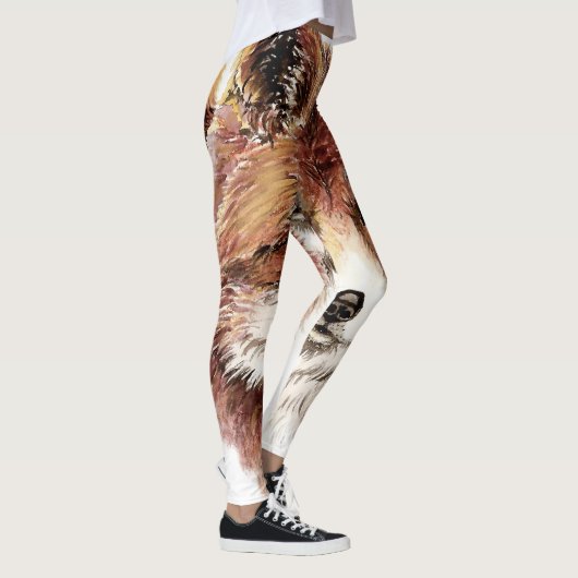 Schattigee Waterverf Red Fox Animal Head Pattern Leggings (Rechts)