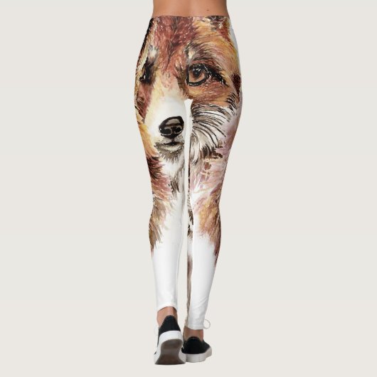 Schattigee Waterverf Red Fox Animal Head Pattern Leggings (Achterkant)