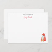 Schattigee waterverf Red fox Baby Boy Bedankkaart (Voorkant / Achterkant)