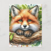 Schattigee Waterverf Red Fox Briefkaart (Voorkant)