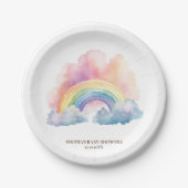 Schattigee Waterverf Regenboog Baby shower Papieren Bordje (Voorkant)