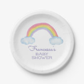 Schattigee Waterverf Regenboog Baby shower Papieren Bordje (Voorkant)