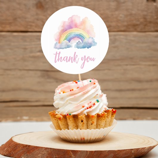 Schattigee Waterverf Regenboog Baby shower Ronde Sticker