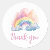 Schattigee Waterverf Regenboog Baby shower Ronde Sticker (Voorkant)
