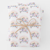 Schattigee Waterverf Regenboog Eenhoorn Meisje 1e  Inpakpapier Vel (In situ)