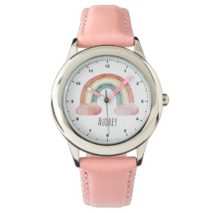 Schattigee Waterverf regenboog gepersonaliseerd Horloge