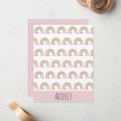 Schattigee Waterverf regenboog gepersonaliseerd Notitiekaartje (Voorkant / Achterkant in situ)