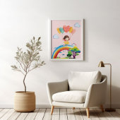 Schattigee Waterverf regenboog meisje Kinder kamer Poster
