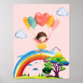 Schattigee Waterverf regenboog meisje Kinder kamer Poster (Voorkant)
