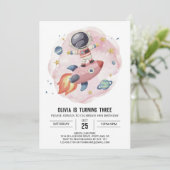 Schattigee Waterverf reis astronaut verjaardag Kaart (Staand voorkant)