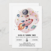 Schattigee Waterverf reis astronaut verjaardag Kaart (Voorkant / Achterkant)