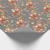 Schattigee Waterverf Rendier Christmas Steel Grey Cadeaupapier (Hoek)