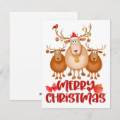 Schattigee Waterverf Rendier Kerst Kaart (Voorkant / Achterkant)