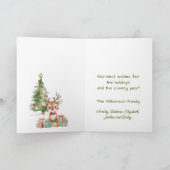 Schattigee Waterverf rendier kerstboom Kaart (Binnen)