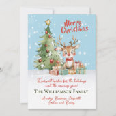 Schattigee Waterverf rendier kerstboom Kaart (Voorkant)