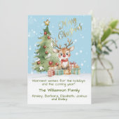 Schattigee Waterverf rendier kerstboom Kaart (Staand voorkant)