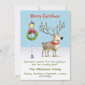 Schattigee Waterverf rendier kerstboom Kaart (Voorkant)