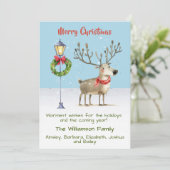 Schattigee Waterverf rendier kerstboom Kaart (Staand voorkant)