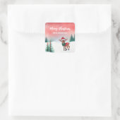 Schattigee waterverf rendier Kerstfeest kind Vierkante Sticker (Tas)