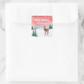 Schattigee waterverf rendier Kerstfeest kind Vierkante Sticker (Tas)