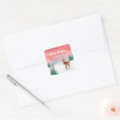 Schattigee waterverf rendier Kerstfeest kind Vierkante Sticker (Envelop)