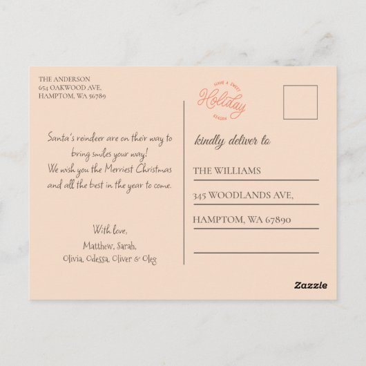 Schattigee Waterverf rendieren en kerstverlichting Briefkaart (Achterkant)