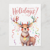 Schattigee Waterverf rendieren en kerstverlichting Briefkaart (Voorkant)