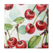 Schattigee Waterverf Retro Kersen Patroon Tegeltje (Voorkant)