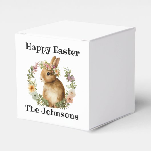 Schattigee  Waterverf Retro Paashaas Bloemen Bedankdoosjes (Voorkant Zijde)