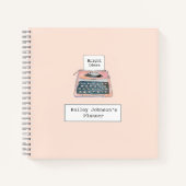 Schattigee waterverf retro typemachine roze notitieboek (Voorkant)