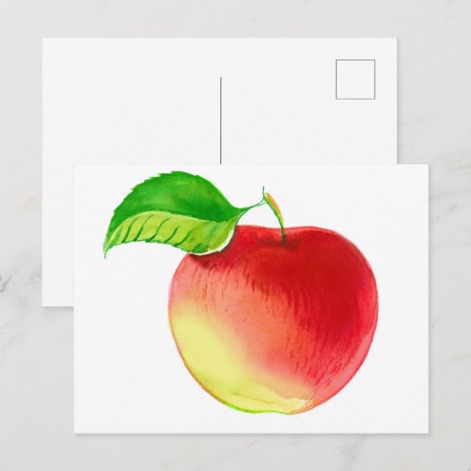 Schattigee Waterverf rode appelvrucht Briefkaart (Voorkant / Achterkant)