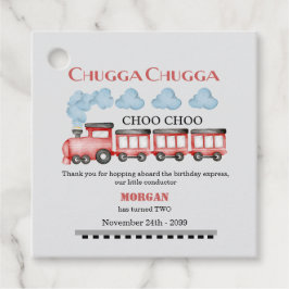 Schattigee Waterverf rode trein 2e verjaardag Bedankjes Labels
