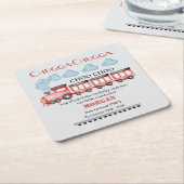 Schattigee Waterverf rode trein 2e verjaardag Kartonnen Onderzetters (Schuin)